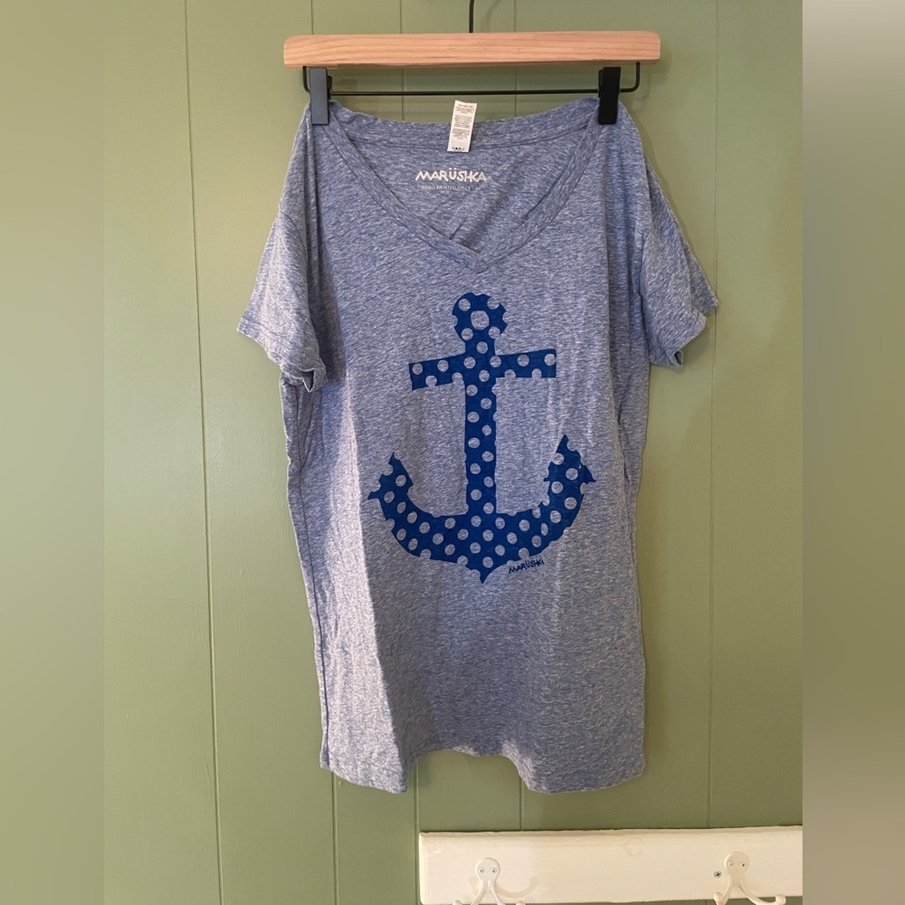 Marushka Michigan Rag anchor shirt, heathered blue womens fit